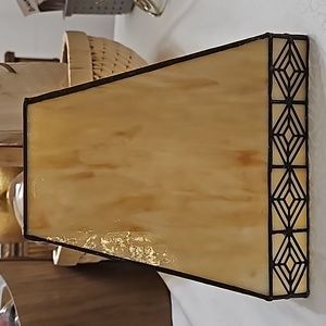 Tiffany Style Lamp Shade Vintage 8" Leaded Stained Glass Square Yellow